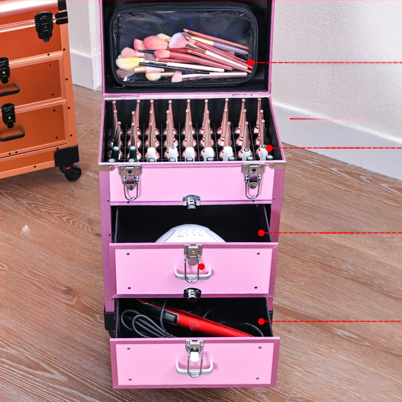 Profesionalus traukimo strypo kosmetikos dėklas nagų dėklas grožio salonui išeiti iš įrankių dėžės naujas daugiasluoksnis stalčius didelės talpos lengvas prabangus