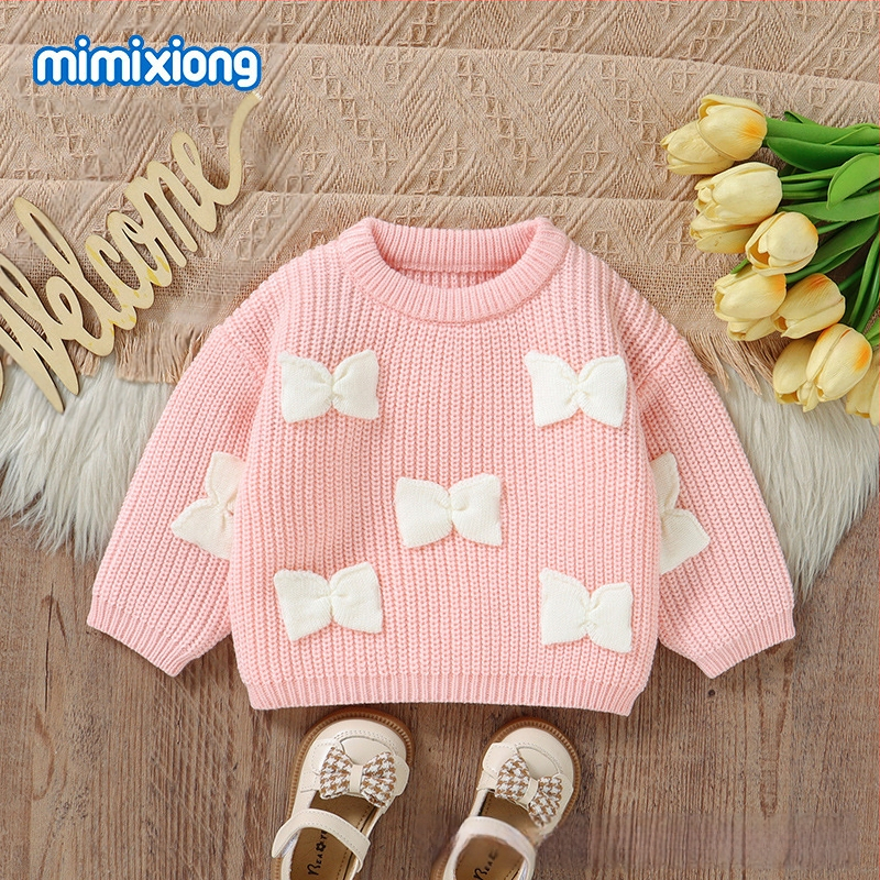 Πουλόβερ για άνδρες και γυναίκες με τρισδιάστατο φιόγκο και σχέδιο για το φθινόπωρο και το χειμώνα σε προσφορά για το νέο μωρό