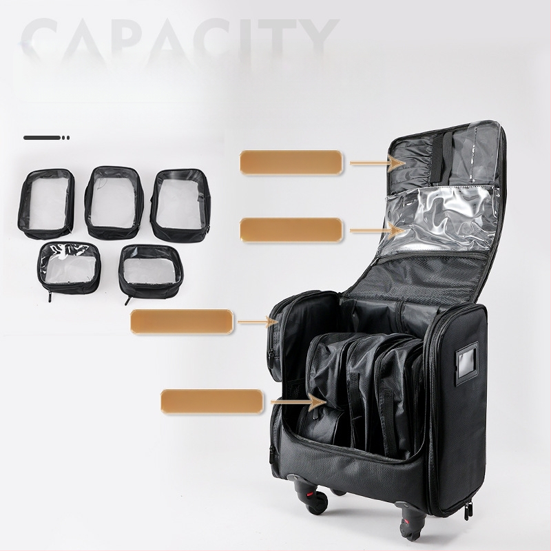 Ištraukiamo strypo kosmetikos krepšys makiažo meistrui Oksfordo audinio ištraukiamo strypo kosmetikos dėklas didelės talpos nešiojamas tatuiruočių nagų dailės makiažo laikymo dėklas