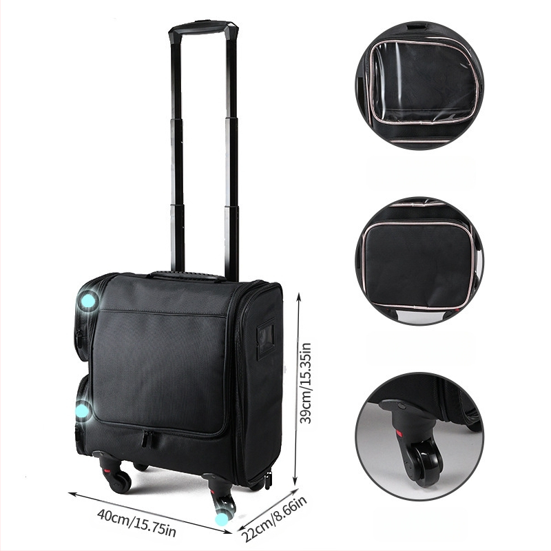 Ištraukiamo strypo kosmetikos krepšys makiažo meistrui Oksfordo audinio ištraukiamo strypo kosmetikos dėklas didelės talpos nešiojamas tatuiruočių nagų dailės makiažo laikymo dėklas