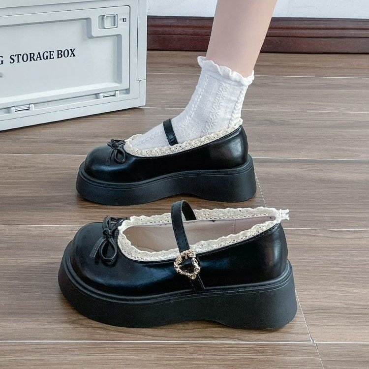 Prancūziški rudi apvaliais pirštais, storapadžiai maži odiniai moteriški bateliai, 2025 m. naujas pavasarinis universalus derantis sijonas, sekli burna, Mary Jane bateliai