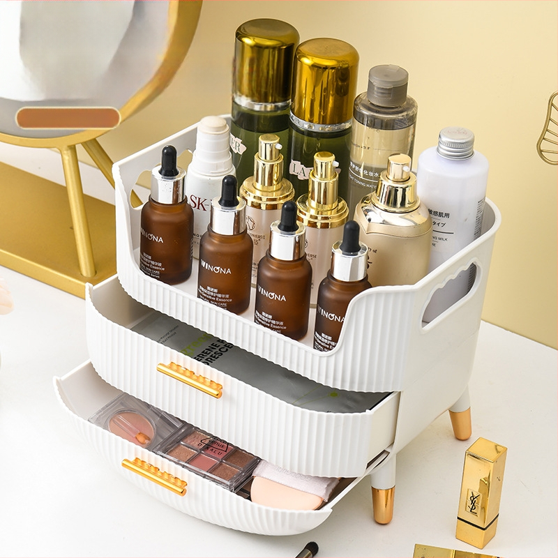 Kosmetikos laikymo dėžutė, prieinama prabangi ir aukštos klasės tualetinio stalo laikymo dėžutė, odos priežiūros priemonės, lūpų dažų kaukė, dulkėms atspari apdailos lentynėlė
