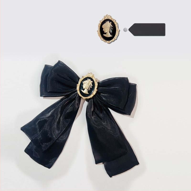 Eiropas un amerikāņu baroka retro skaistuma galvassegas stila organza lolita tauriņa kaklasaites sieviešu melna liela bantītes piespraude