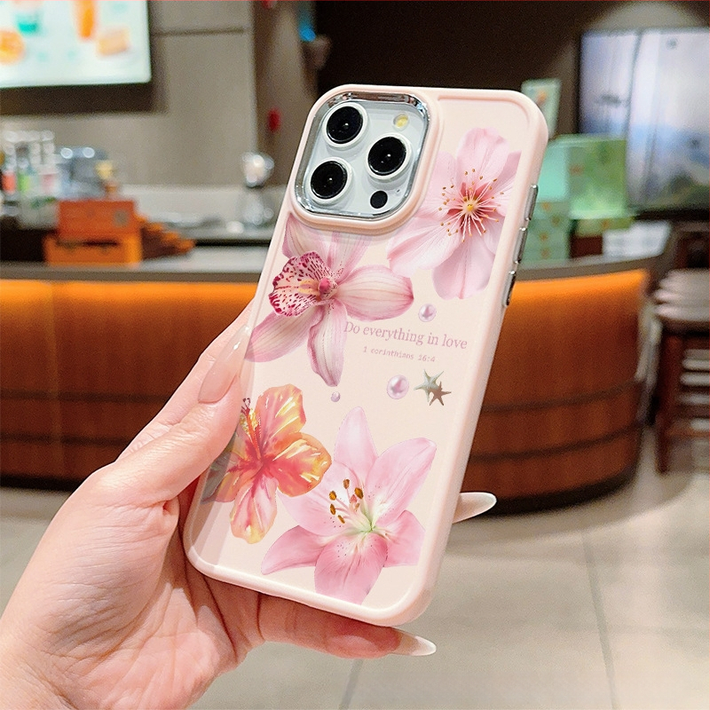 Розов Лили Лотос, подходящ за Iphone 11/12/13, калъф за мобилен телефон Promax за Apple 14/15/16, защитен калъф