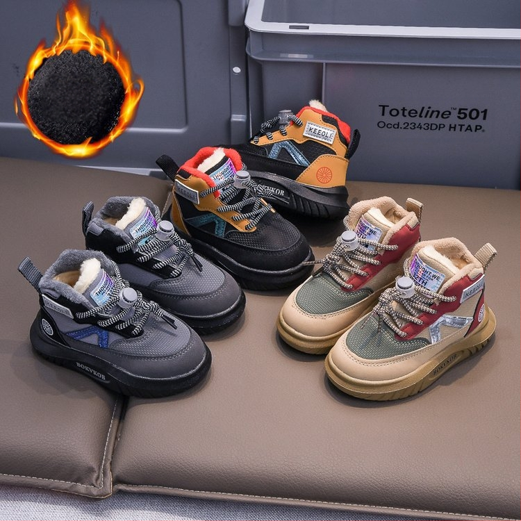 Bērnu sporta apavi, skolēniem, ar vilnas oderi, silti apavi, modes zēniem un meitenēm, jauni ziemas ikdienas apavi, skriešanas apavi, kokvilnas apavi