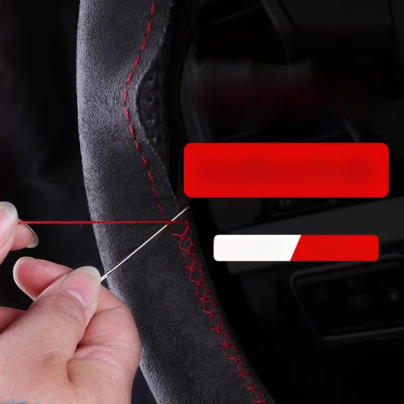 Navlaka za volan automobila, ručno šivana brušena koža, univerzalna plišana navlaka za ručku za četiri godišnja doba, neklizajuća navlaka za ručku koja upija znoj