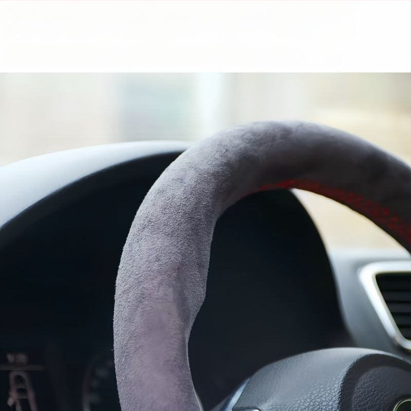 Navlaka za volan automobila, ručno šivana brušena koža, univerzalna plišana navlaka za ručku za četiri godišnja doba, neklizajuća navlaka za ručku koja upija znoj