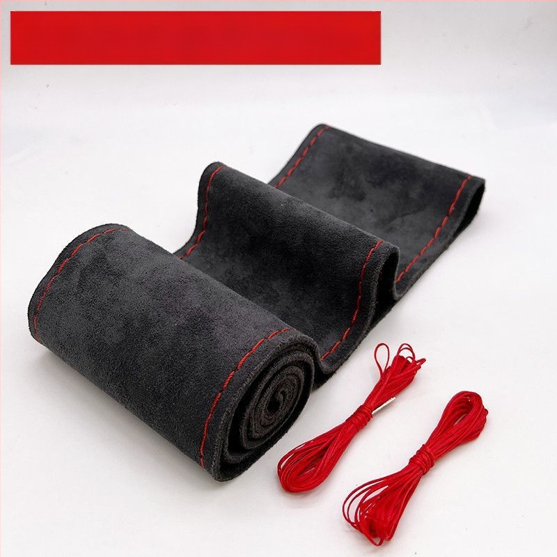 Navlaka za volan automobila, ručno šivana brušena koža, univerzalna plišana navlaka za ručku za četiri godišnja doba, neklizajuća navlaka za ručku koja upija znoj