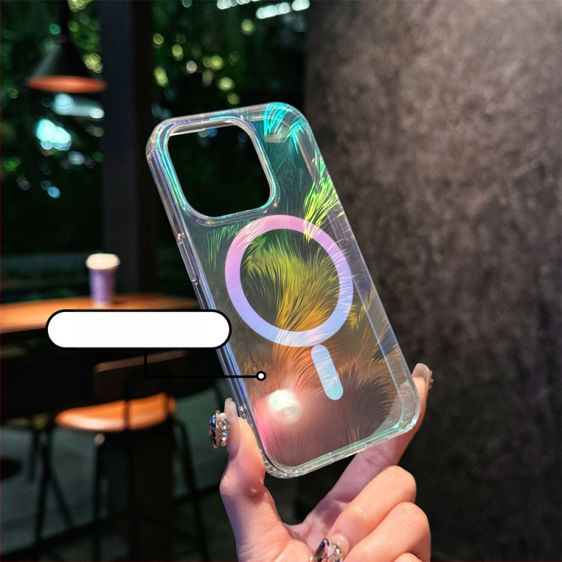 Krāsaina spalvu dzija, kas piemērota Apple 17 mobilā tālruņa maciņam, gradienta krāsa, iPhone 16 magnētiskais maciņš, 16E, aizsargājošs pārvalks, pārrobežu pārklājums