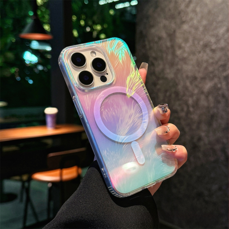 Krāsaina spalvu dzija, kas piemērota Apple 17 mobilā tālruņa maciņam, gradienta krāsa, iPhone 16 magnētiskais maciņš, 16E, aizsargājošs pārvalks, pārrobežu pārklājums