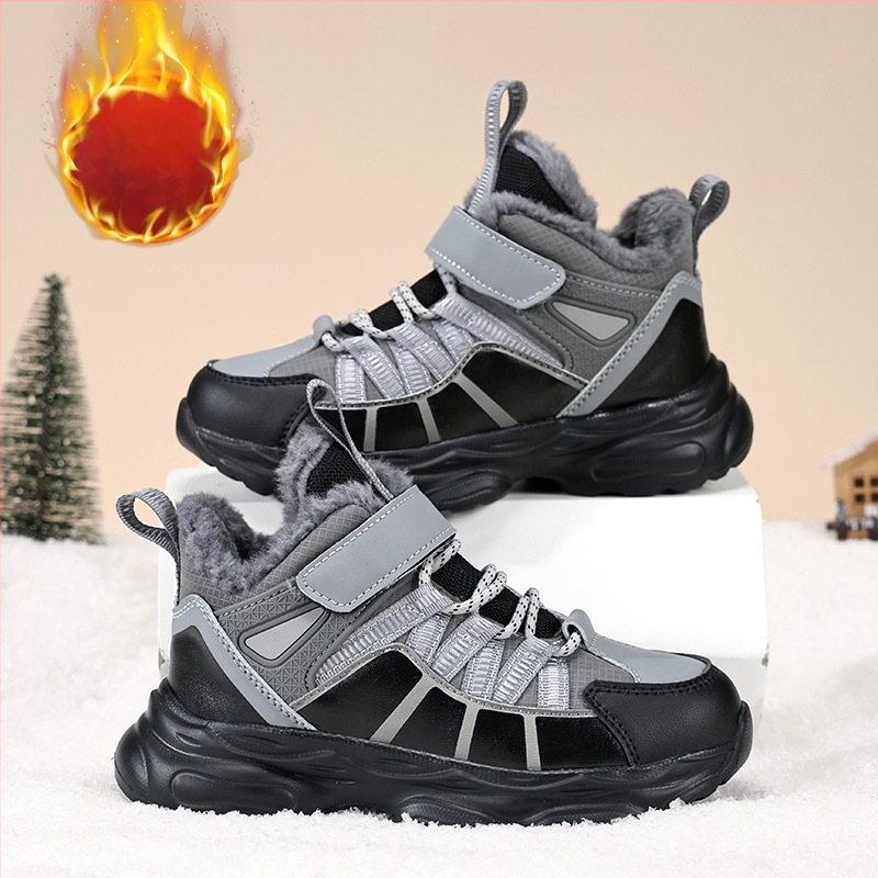 Detské bavlnené topánky Zima 2024 Nové chlapčenské bavlnené topánky s flísovou podšívkou Veľké detské horolezecké outdoorové teplé tenisky