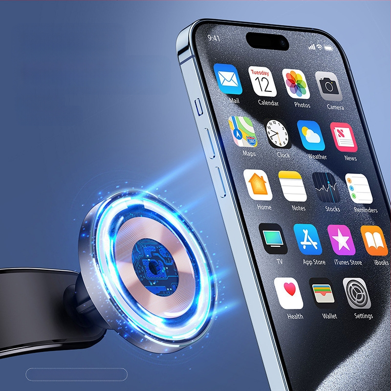 Jauna automašīnas Magsafe15W spēcīga magnētiskā bezvadu uzlāde vairumtirdzniecībā, piemērota navigācijas kronšteinam Qi ātrai uzlādei vairumtirdzniecībā