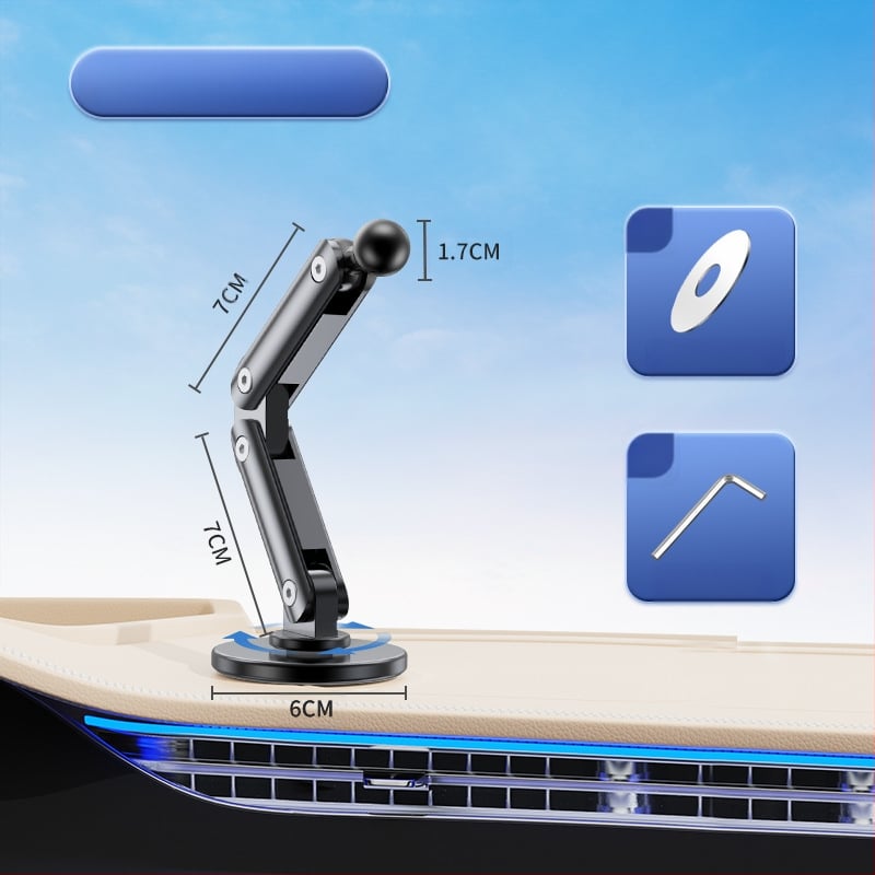 17 mm universalus rutulinis laikiklis automobiliui, lipnus sulankstomas prailginimas, metalinis aliuminio lydinio, reguliuojamas