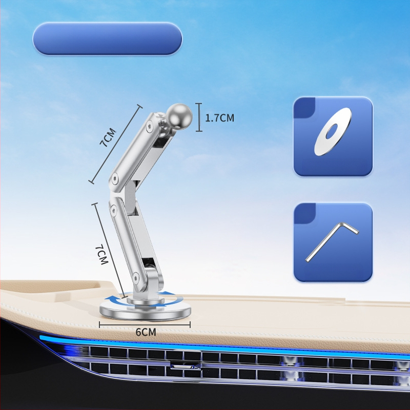 17 mm universalus rutulinis laikiklis automobiliui, lipnus sulankstomas prailginimas, metalinis aliuminio lydinio, reguliuojamas