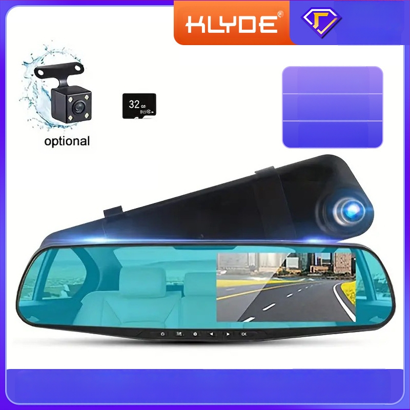 Auto tahavaatepeegli sõidusalvesti kahekordse esi- ja tagasalvestusega 1080P, tagurduspildiga, autosse paigaldatav DVR kõrglahutusega öise nägemisega