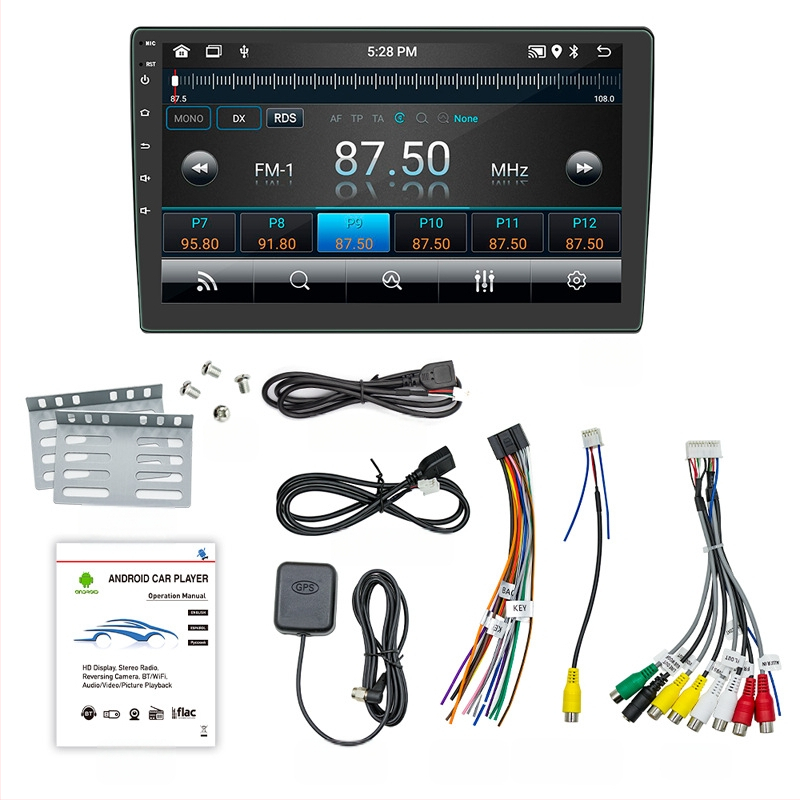 9/10 collu Android automašīnas GPS navigācija Bluetooth mobilā tālruņa savienojums automašīnas MP5 atskaņotājs Bezvadu CarPlay