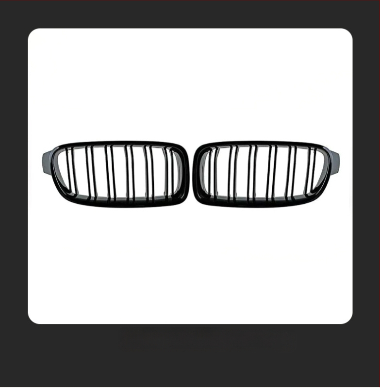 Подходящ за BMW 13-19 3 серия модифицирана F30F35 предна решетка с двойна лента, предна радиаторна решетка в гланцово черна с двойна линия