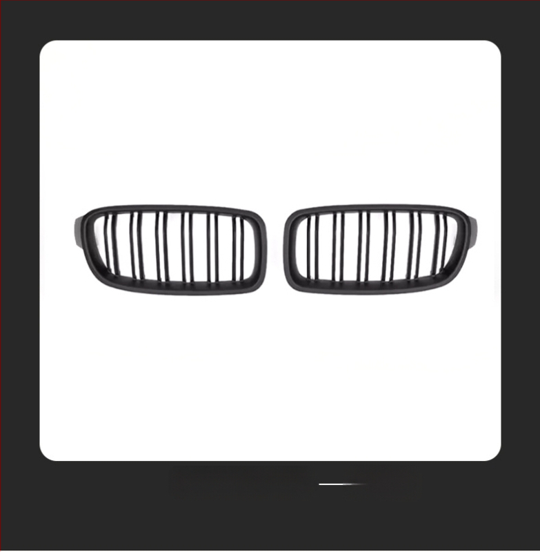 Подходящ за BMW 13-19 3 серия модифицирана F30F35 предна решетка с двойна лента, предна радиаторна решетка в гланцово черна с двойна линия