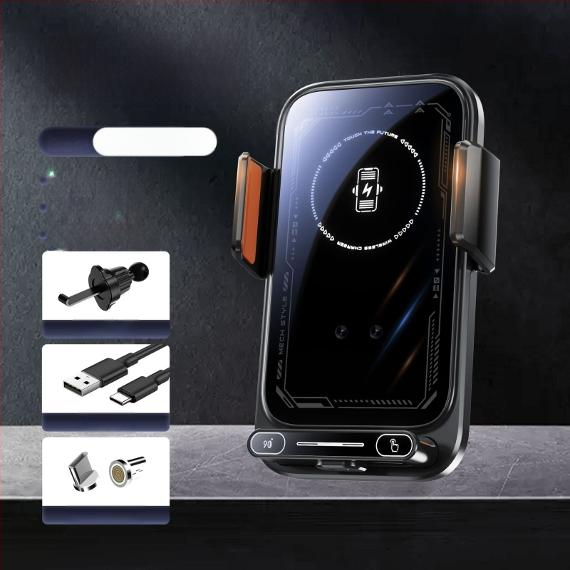 Automobilinis mobiliojo telefono laikiklis su navigacija, oro išleidimo anga, elektrinis, besisukantis, magnetinis, belaidis automobilio įkroviklis