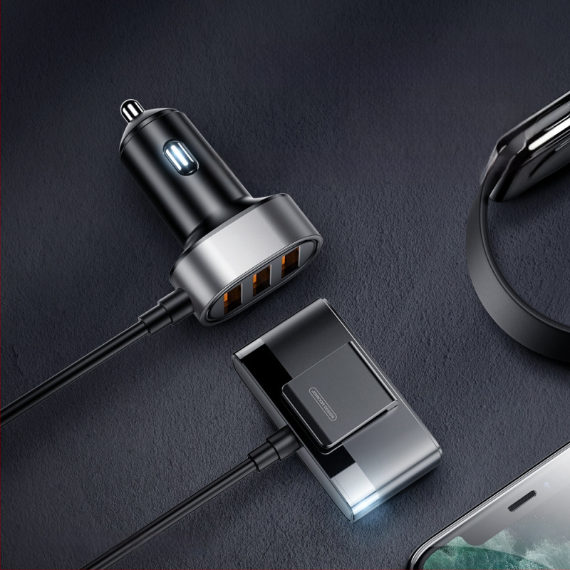 Popularni auto punjač za mobitele, pametni auto punjač s jednim povlačenjem i pet upaljača za cigarete, USB sučelje s linijskim auto punjačem, CE certifikat