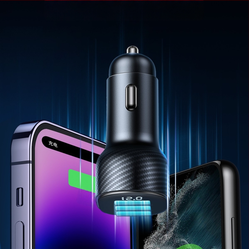 Machine Hall inteligentni digitalni zaslon za praćenje napona auto punjač s više izlaznih priključaka PD brzo punjenje mobilnog telefona auto punjač s tri priključka