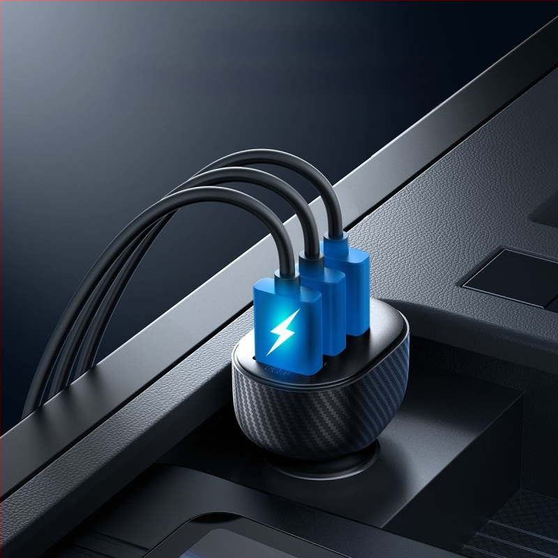 Machine Hall inteligentni digitalni zaslon za praćenje napona auto punjač s više izlaznih priključaka PD brzo punjenje mobilnog telefona auto punjač s tri priključka