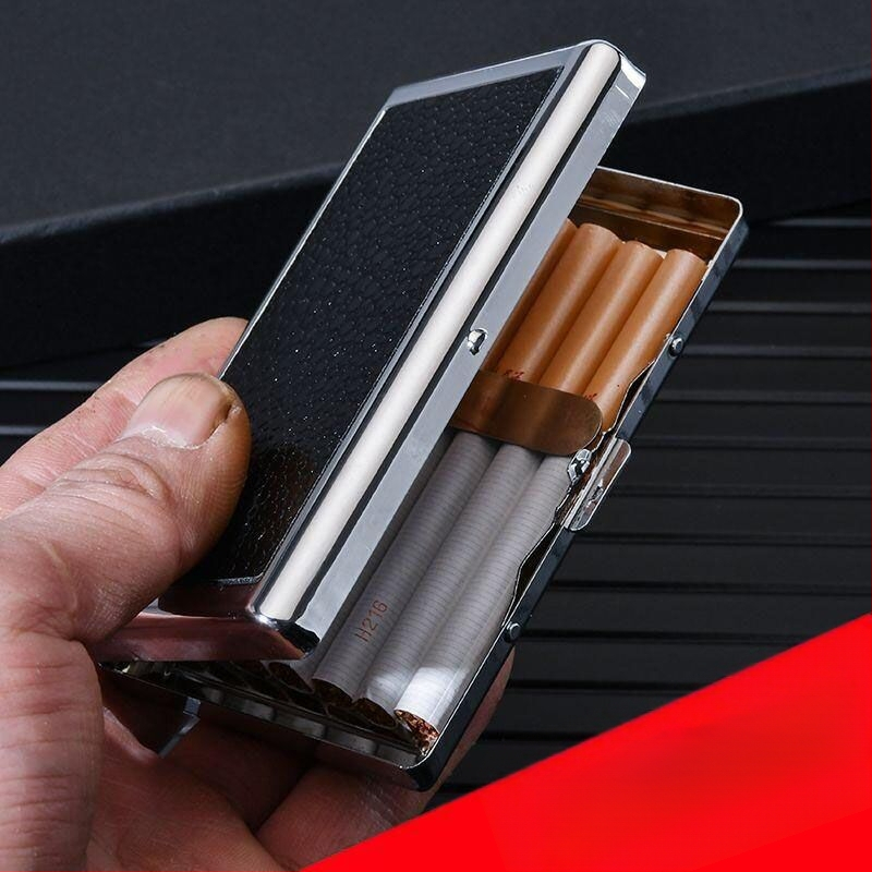 Prekogranična popularna kutija za cigarete od nehrđajućeg čelika, debela, srednja i tanka, univerzalna dvostrana kožna, otporna na vlagu i pritisak
