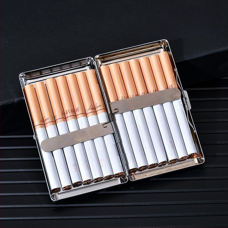 Prekogranična popularna kutija za cigarete od nehrđajućeg čelika, debela, srednja i tanka, univerzalna dvostrana kožna, otporna na vlagu i pritisak