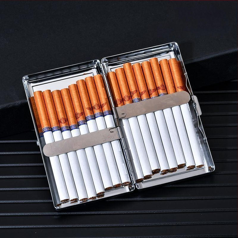 Prekogranična popularna kutija za cigarete od nehrđajućeg čelika, debela, srednja i tanka, univerzalna dvostrana kožna, otporna na vlagu i pritisak