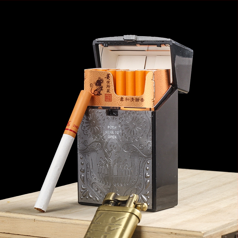 Persikų širdies kaukolės plastikinis cigarečių dėklas, šiurkštus cigarečių dėklas, 20 vnt. vyriškų kūrybingų asmeninių, slėgiui atsparių daiktų laikymo dėžučių rinkinys, nešiojamas cigarečių dėklas