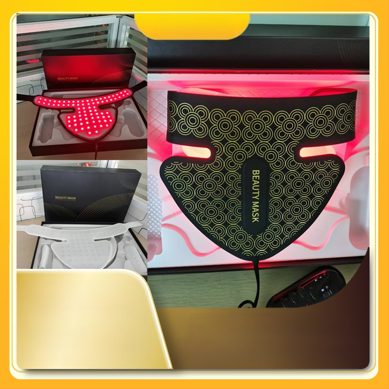 Kaklo grožio prietaisas su dideliu raudonos šviesos masyvu odos priežiūrai, fotonų atjauninimas, grožio instrumentas su raudona ir mėlyna šviesa kaklui balinti, senėjimą stabdantis prietaisas