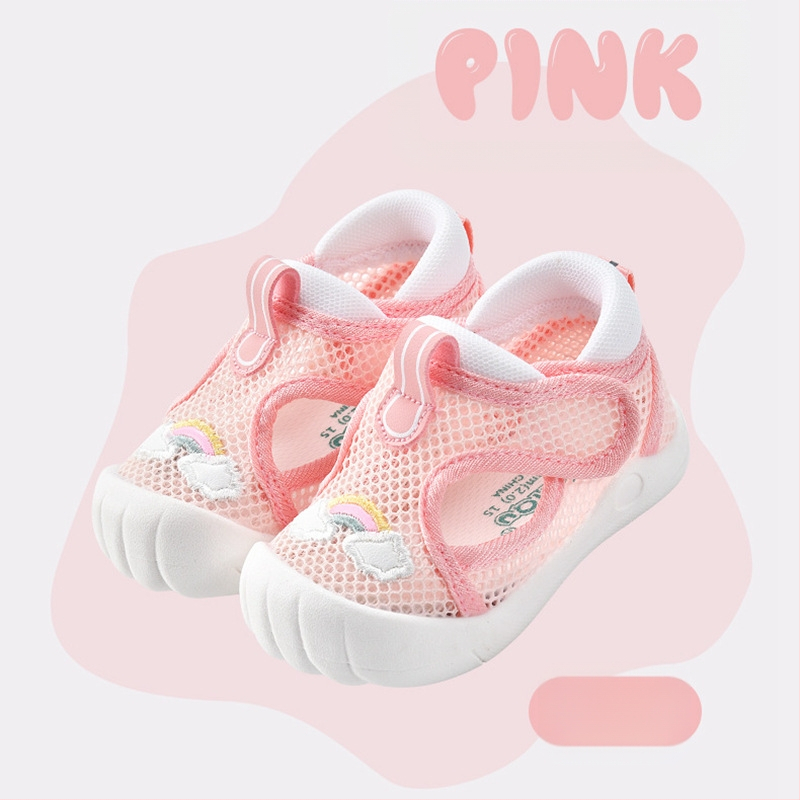 Bērnu sandales meitenēm, vasaras pastaigu apavi bērniem vecumā no 0-1-2-3 gadiem, zēnu neslīdoši mīkstas zoles sieta apavi, pēdu aizsardzība staigāšanas apguvei