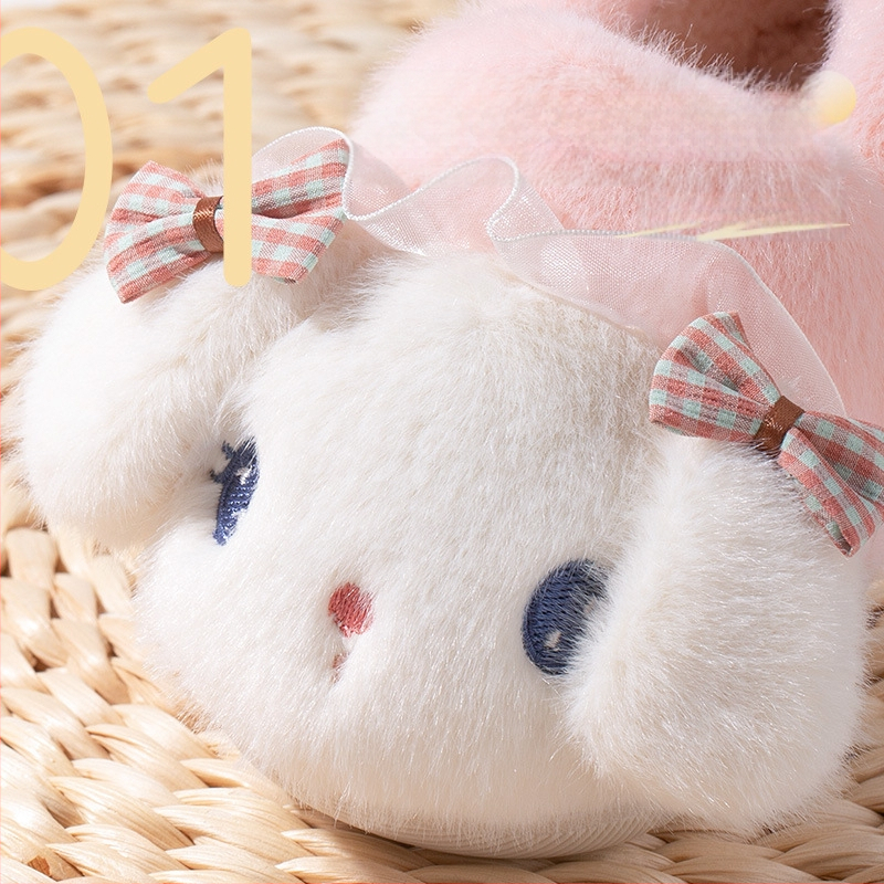 Ziemas vairumtirdzniecības multfilmu bērnu bantīšu truša kokvilnas apavi bērniem mazuļa iekštelpu soma ar siltām mājas kokvilnas čībām