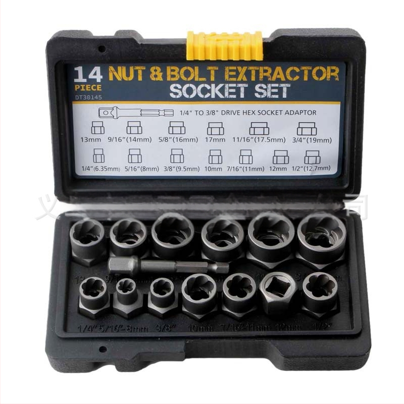 14 dalių komplektinė veržlė, aukštas atmušėjas, priešdantinė įvorė, slankiojanti įvorė, varžtas, pažeista veržlė, veržlės atmušėjas