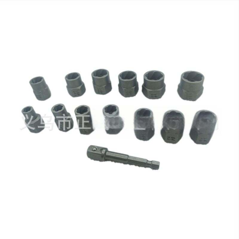 14 dalių komplektinė veržlė, aukštas atmušėjas, priešdantinė įvorė, slankiojanti įvorė, varžtas, pažeista veržlė, veržlės atmušėjas