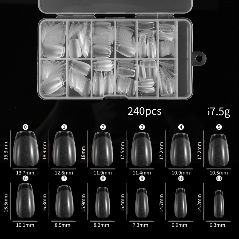 Лак за нокти сгъваем безшевен лист за нокти, гланцово матирано ултратънко удължаване на фалшиви нокти, 240 броя, кутия с лист за нокти