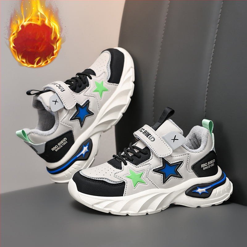 Bērnu apavi zēniem un meitenēm, dēļu apavi 2024. gada jauni rudens un ziemas flīsa oderēti vienvietīgi silti divi kokvilnas apavi skolēniem bērnu ikdienas apavi