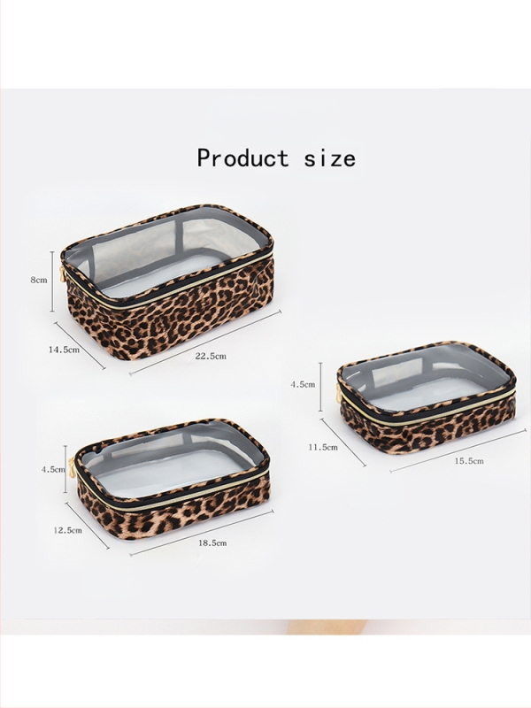 Нова козметична чанта с леопардов принт, чанта за съхранение, преносима, прозрачна чанта за тоалетни принадлежности за жени, международна търговия, електронна търговия на едро