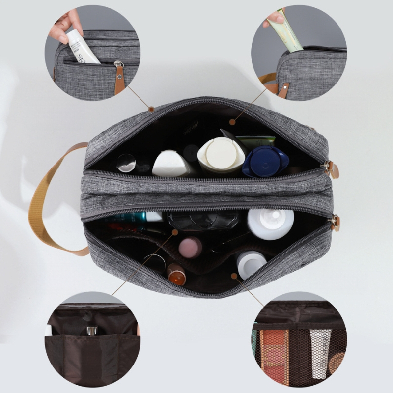 Катионна чанта за съхранение на път, разделена тоалетна чанта, преносима козметична чанта с голям капацитет за мъже, бизнес пътувания