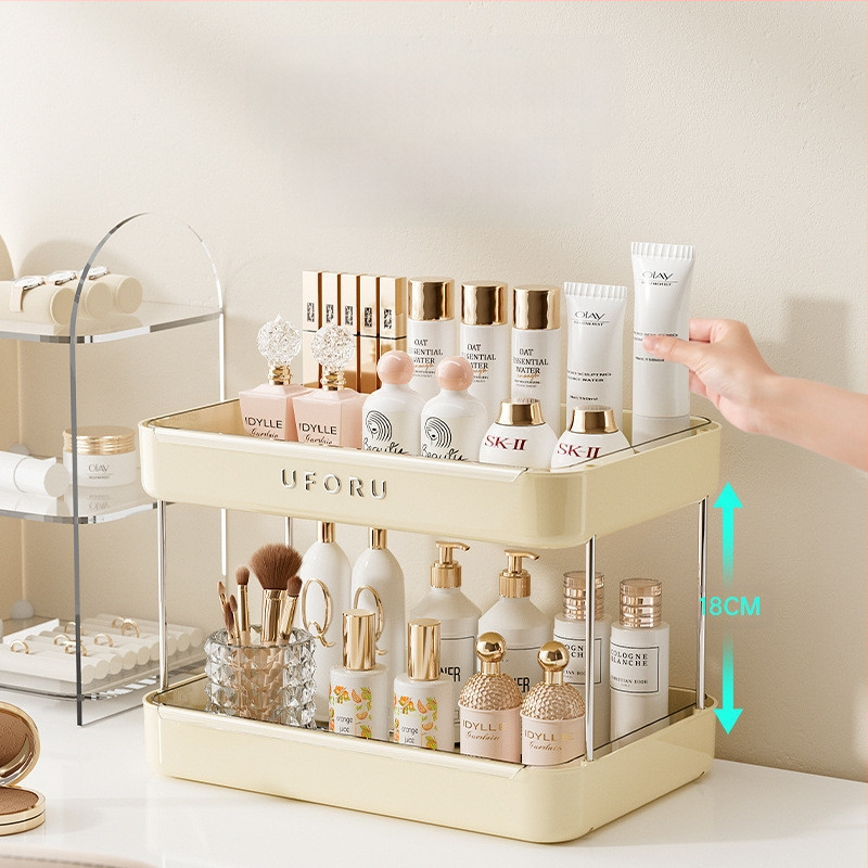 „Nkv“ makiažo laikymo dėžutė, pažangi lūpų dažų kosmetikos stalviršio dengta stalčių tipo dulkių tualetinis staliukas, didelė talpa