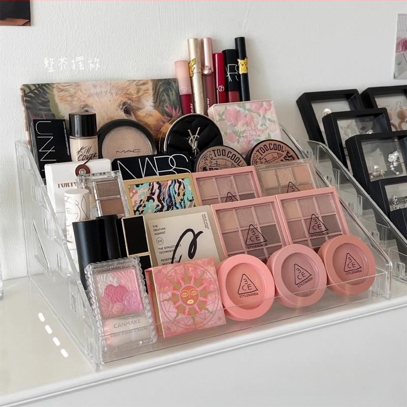 Козметичен рафт, кутия за съхранение на плот, чиния за червило, сенки за очи, грим, тоалетка, акрилна рафта, изложба, Уанг Сяоксианг
