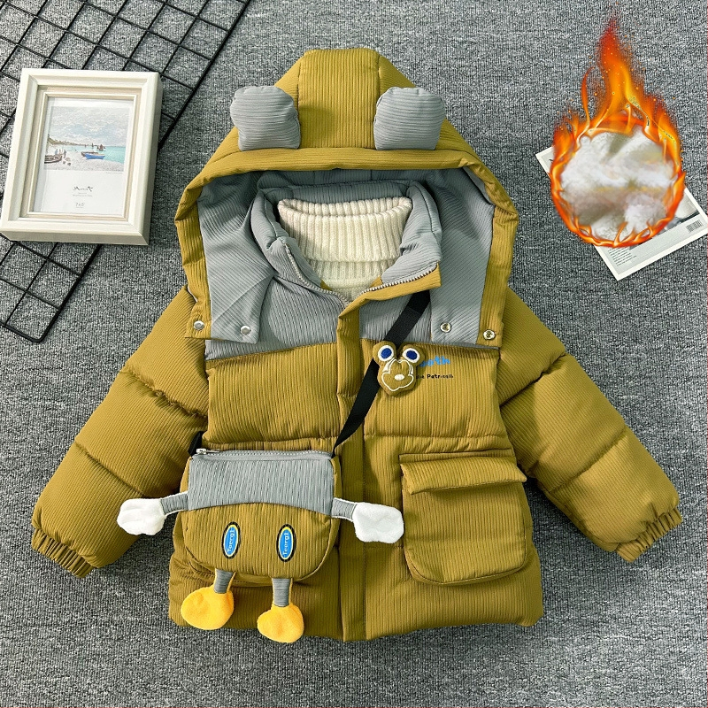 Dječji pamučni kaput za bebe 2024. Zimska odjeća, kaput od čistog pamuka, slatki topli pamučni kaput za dječake, podstavljen flisom, zadebljani kaput