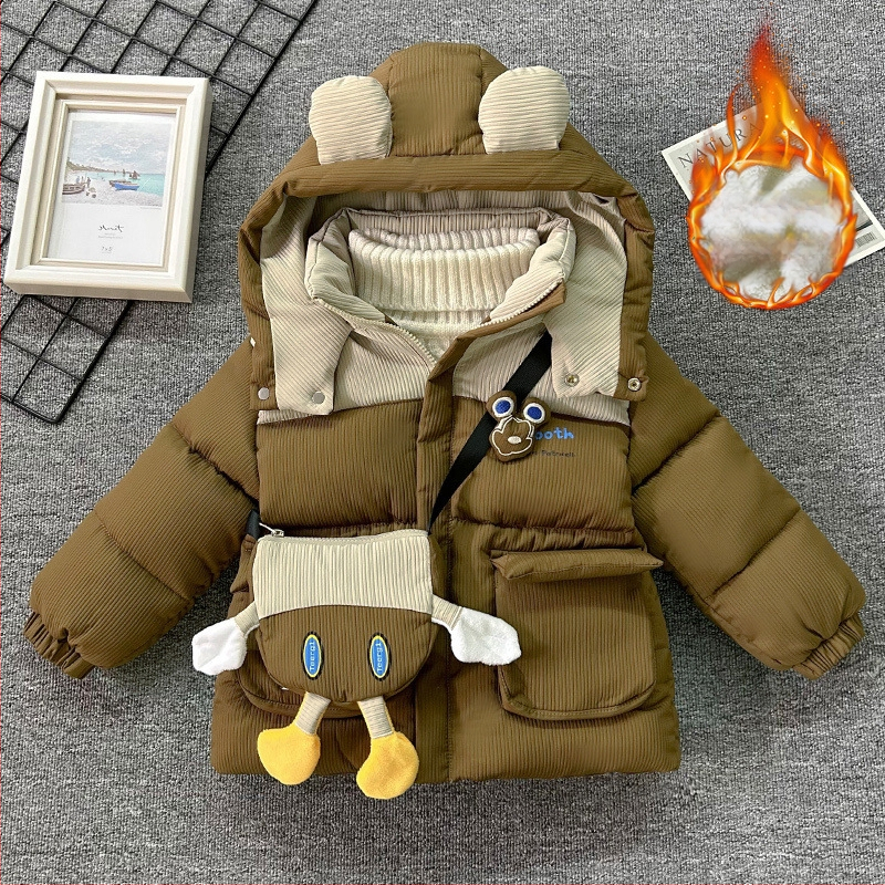 Dječji pamučni kaput za bebe 2024. Zimska odjeća, kaput od čistog pamuka, slatki topli pamučni kaput za dječake, podstavljen flisom, zadebljani kaput