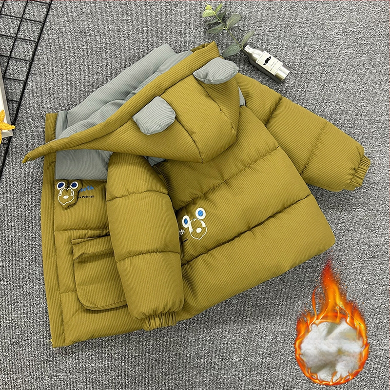 Dječji pamučni kaput za bebe 2024. Zimska odjeća, kaput od čistog pamuka, slatki topli pamučni kaput za dječake, podstavljen flisom, zadebljani kaput