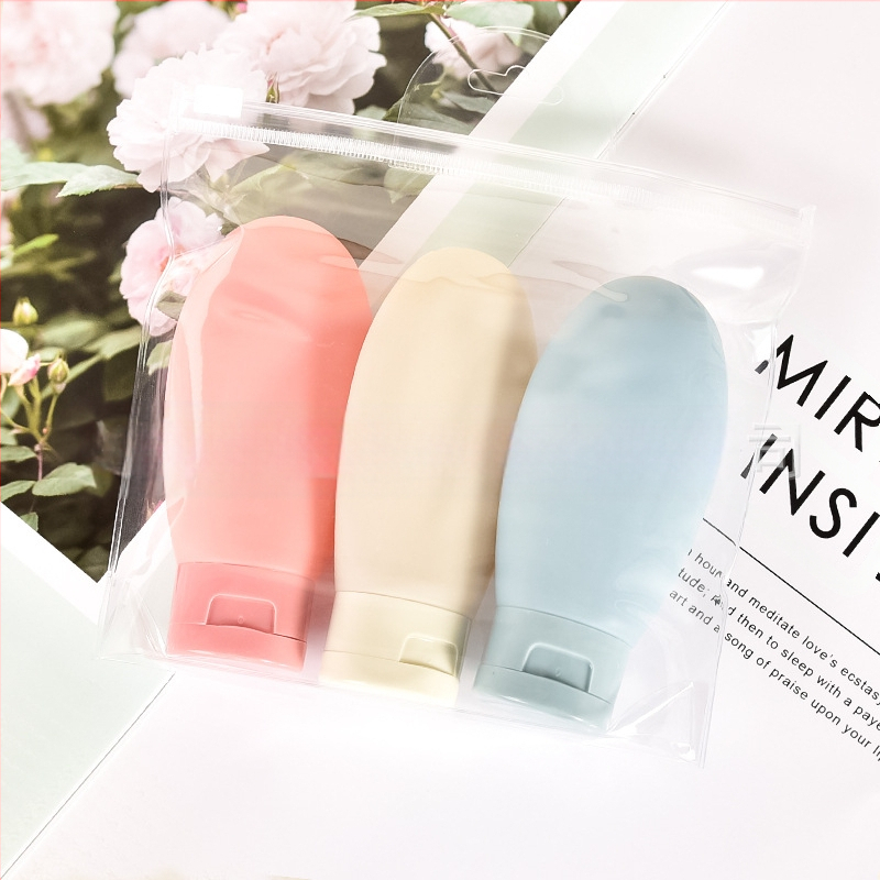 Kelioninis buteliukas su apverstu spalvotu buteliuku, pūsto liejimo būdu, tuščias buteliukas, minkštas plastikinis, 60 ml emulsinis kelioninis buteliukas su buteliuku