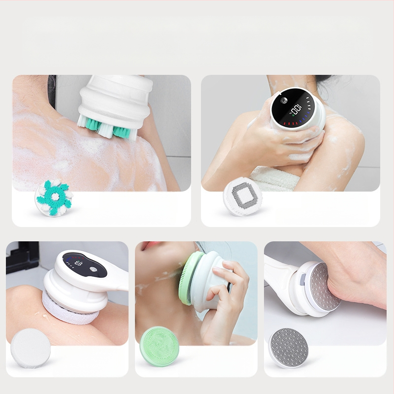 Електрическа четка за вана и душ CrossBorder, водоустойчива, с дълга дръжка, кална четка за вана в ъгли, пет в едно, електрическа въртяща се четка за вана