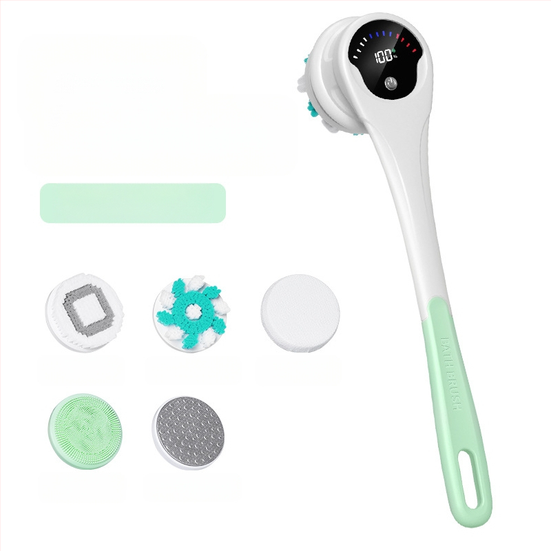 Електрическа четка за вана и душ CrossBorder, водоустойчива, с дълга дръжка, кална четка за вана в ъгли, пет в едно, електрическа въртяща се четка за вана