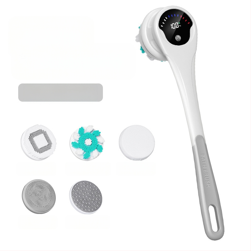 Електрическа четка за вана и душ CrossBorder, водоустойчива, с дълга дръжка, кална четка за вана в ъгли, пет в едно, електрическа въртяща се четка за вана