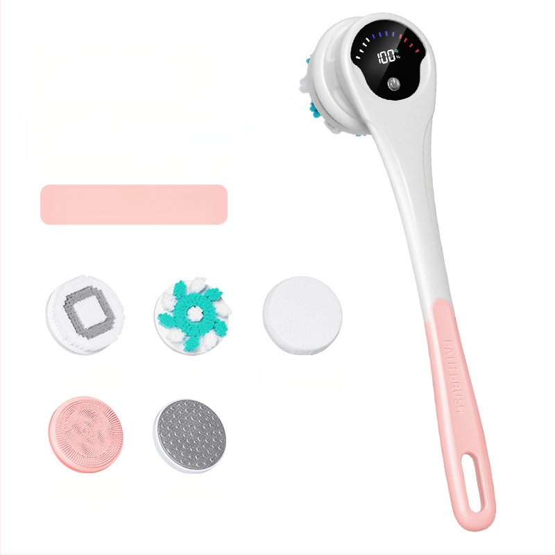 Електрическа четка за вана и душ CrossBorder, водоустойчива, с дълга дръжка, кална четка за вана в ъгли, пет в едно, електрическа въртяща се четка за вана