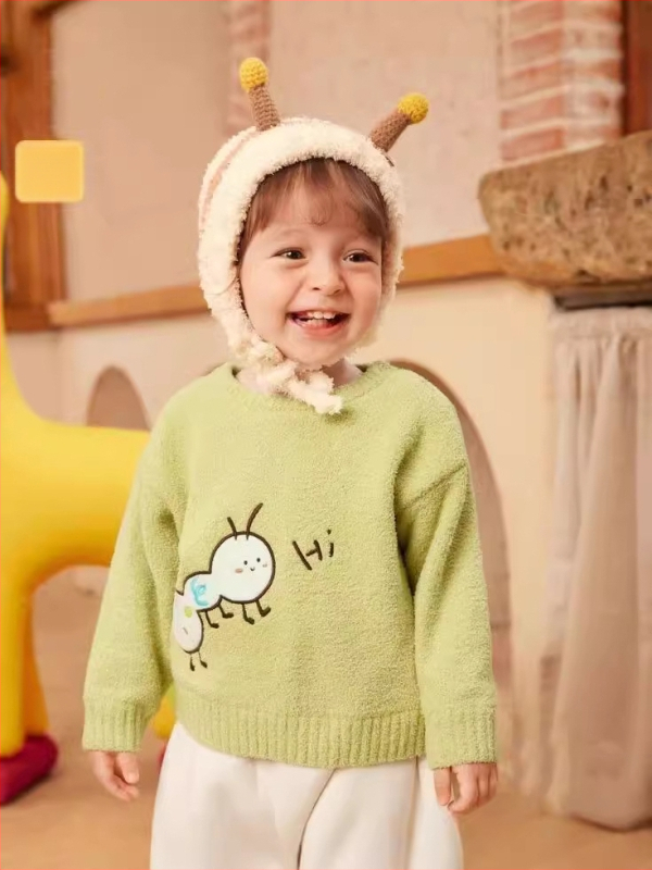 Dječja odjeća Dječji pulover 2024 Jesenska i zimska dječja pletena majica od baršuna s pola strane za dječake i djevojčice